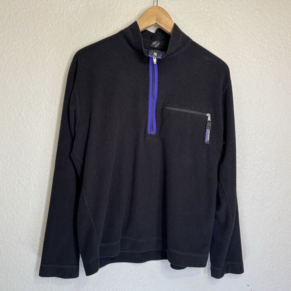 Patagonia Top Women M Black 1/4 Zip Pullover Fleece Capilene VTG Outdoor Active